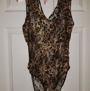 Mesh leopard print bodysuit